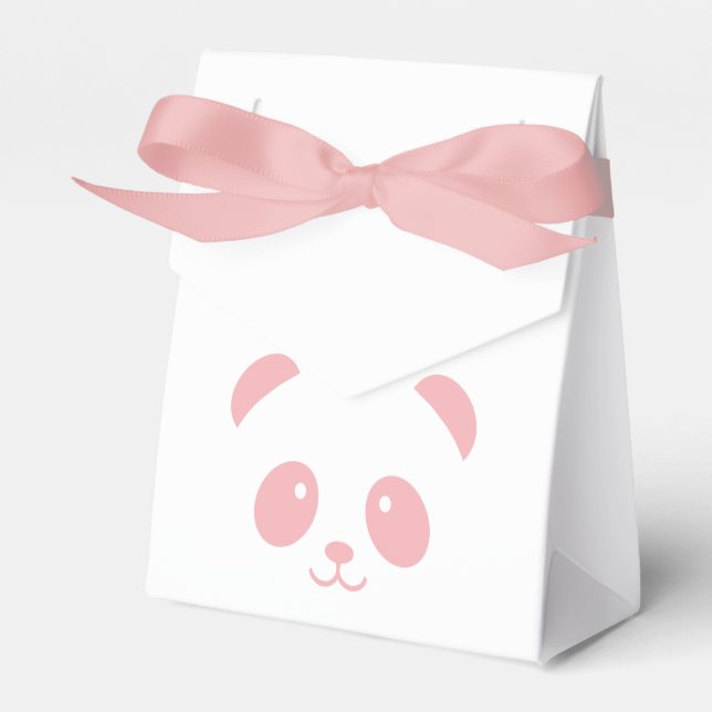 Cute and Cuddly Pink Panda Favor box (Front Side)