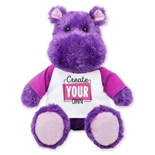 Cute and Cuddly Purple Hippo Plush Stuffed Animal (Front)