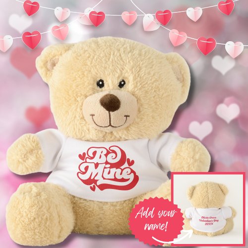 Cute and Cuddly Retro Red Be Mine Custom Valentine Teddy Bear