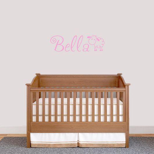 Cute And Cuddly Sheep And Name Medium Wall Decal (Front)