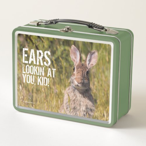 Cute and Curious Eastern Cottontail Rabbit Metal Lunch Box