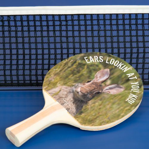 Cute and Curious Eastern Cottontail Rabbit Ping Pong Paddle
