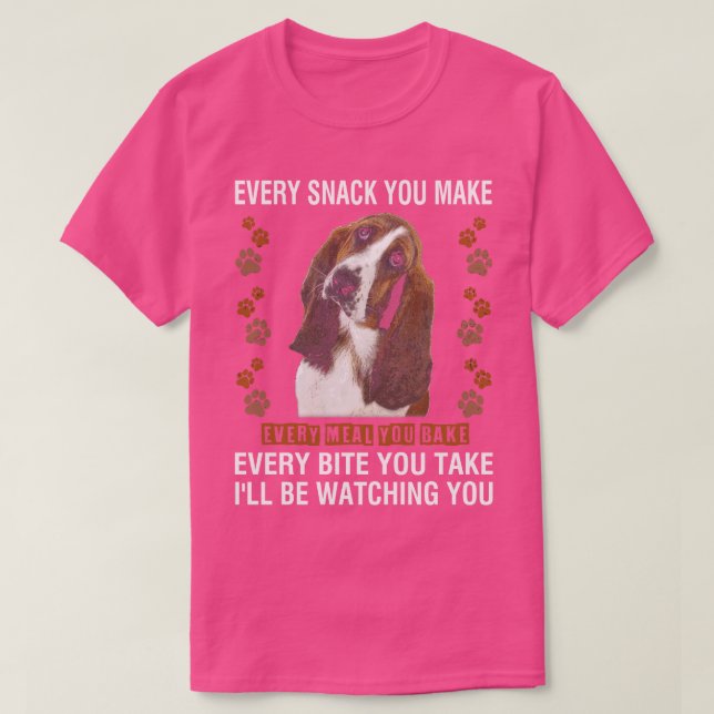 Cute and Curled Basset Ill Be Watching You Tee Del (Design Front)