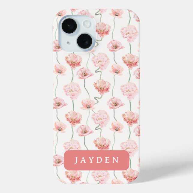 Cute and Dainty Blush Pink Floral Name Case-Mate iPhone Case (Back)