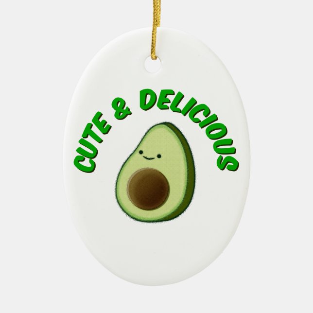 Cute And Delicious Avocado Ceramic Ornament (Front)