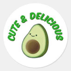 Cute And Delicious Avocado Classic Round Sticker