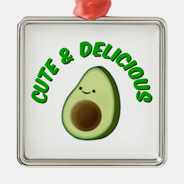 Cute And Delicious Avocado Metal Ornament (Front)