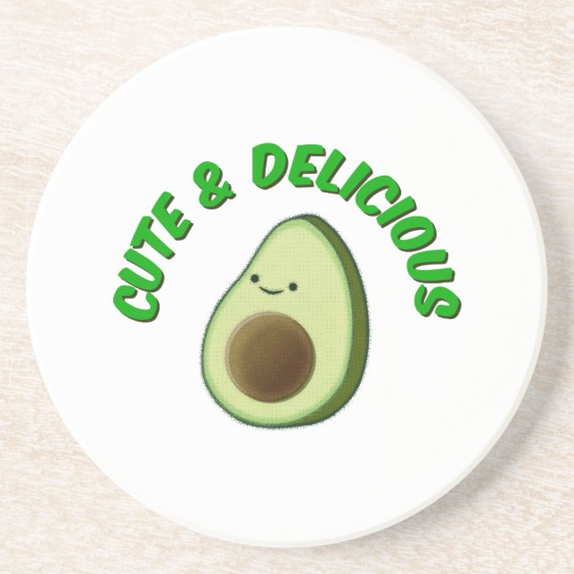 Cute And Delicious Avocado Sandstone Coaster (Front)