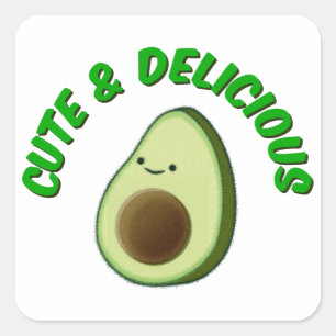 Cute And Delicious Avocado Square Sticker