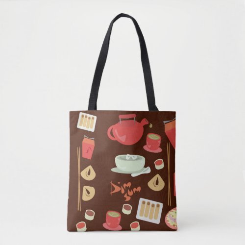 Cute and Dim Sum Fun Food Cartoon Pattern Tote Bag