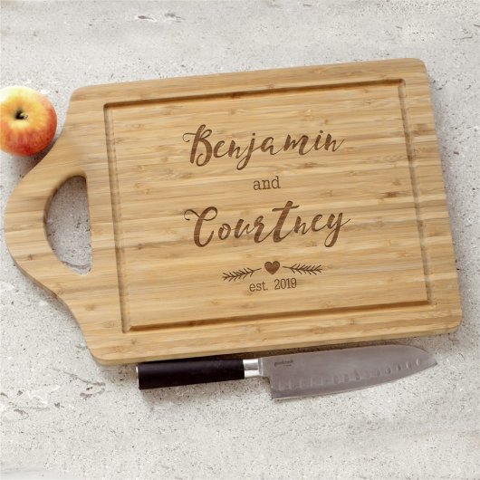 Cute and Durable Engraved Bamboo Cutting Board (Front)