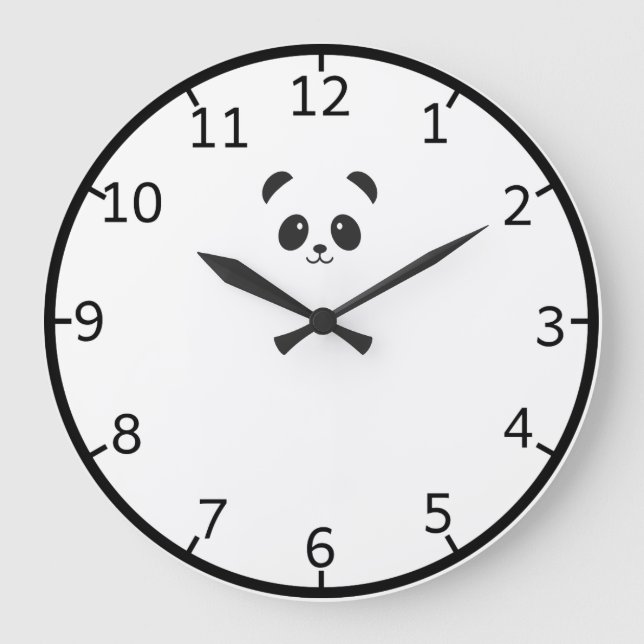 Cute and Elegant Black Panda | Wall Clock (Front)