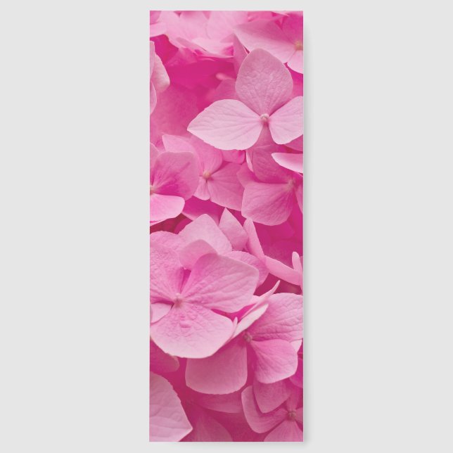 Cute and Elegant Blooming Pink Hydrangea Flower Bookmarks (Front)