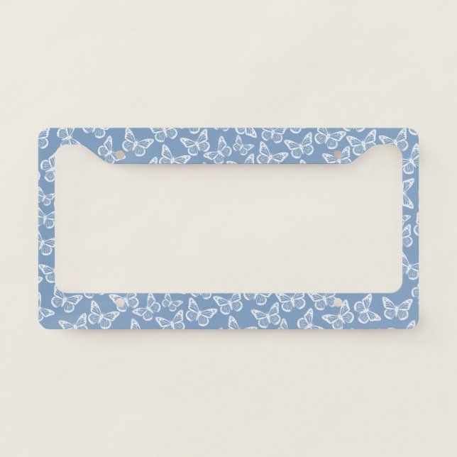   Cute and Elegant Boho Chic Butterfly Powder Blue License Plate Frame (Front)