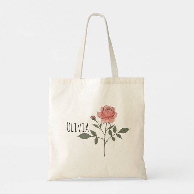 Cute and Elegant Flowers Tote Bag (Back)