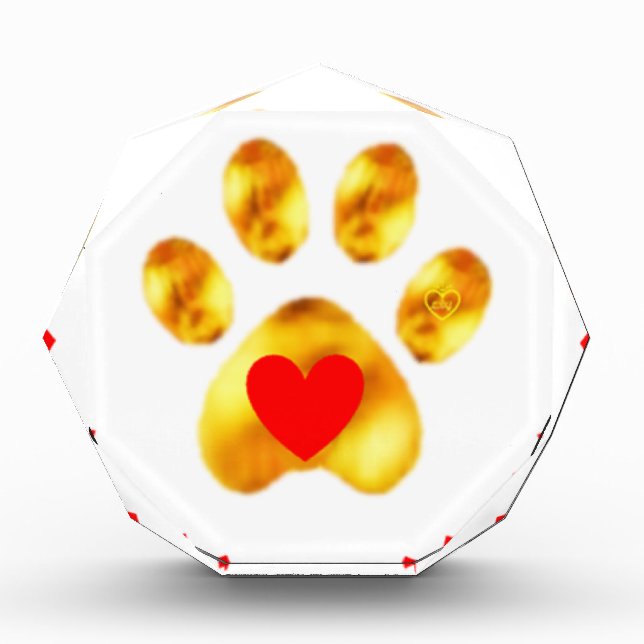 Cute and elegant gold paw acrylic award (Front)