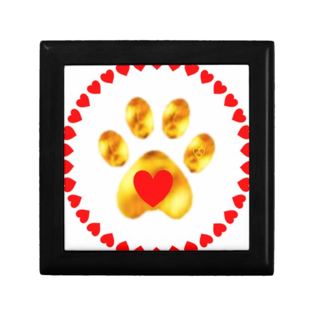 Cute and elegant gold paw keepsake box (Front)