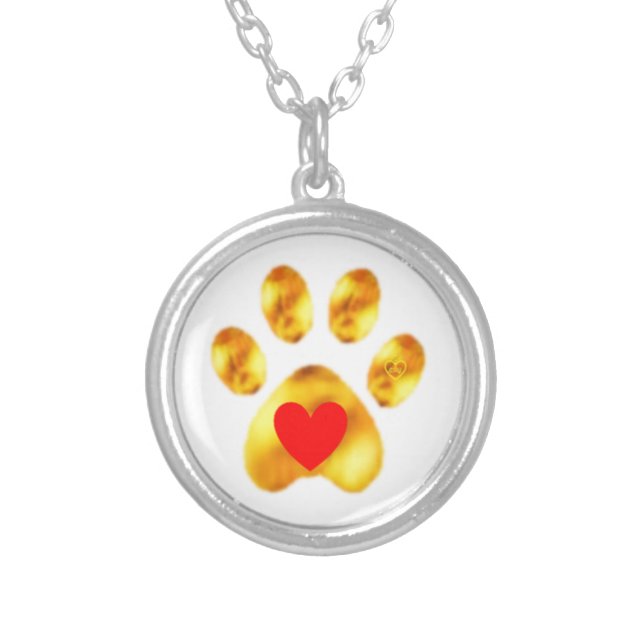 Cute and elegant gold paw silver plated necklace (Front)