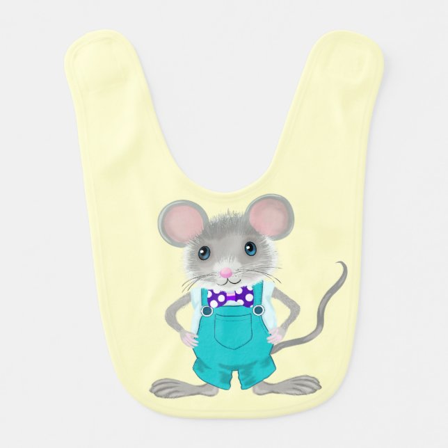 Cute and elegant little mouse baby bib (Front)