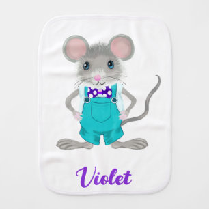 Cute and elegant little mouse baby burp cloth