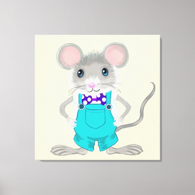 Cute and elegant little mouse canvas print (Front)