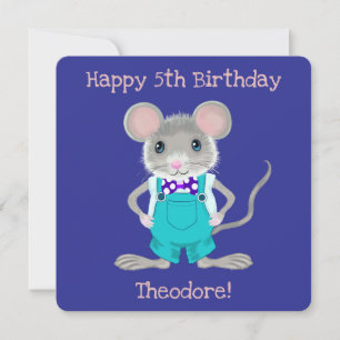 Cute and elegant little mouse custom Birthday Note Card