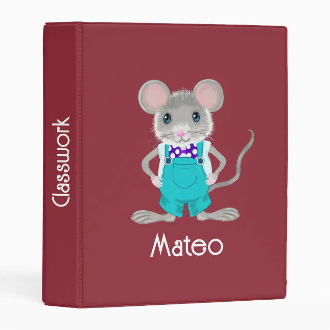 Mouse Button Binder Cute and elegant little mouse EU spin Mini Binder | Zazzle