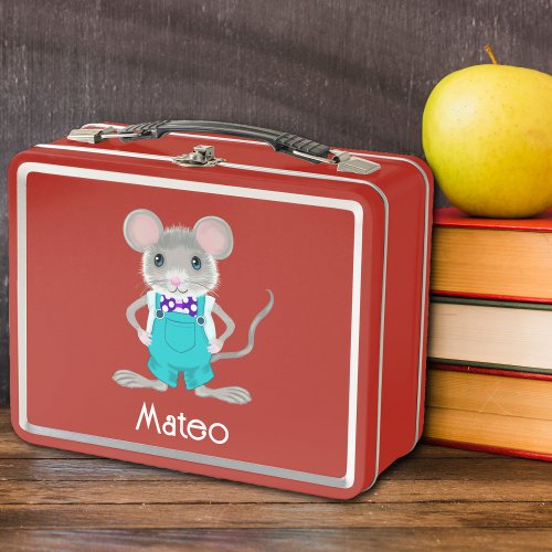 Cute and elegant little mouse metal lunch box