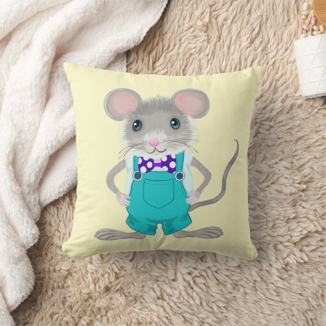 Cute and elegant little mouse throw pillow (Blanket)