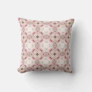 Cute and Elegant pink and cream geometric  Throw Pillow