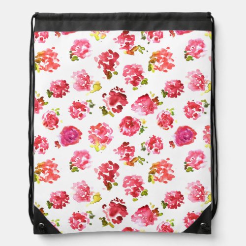 Cute and elegant pink vintage roses pattern drawstring bag