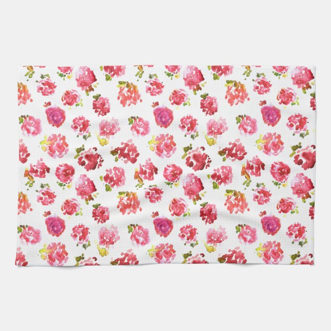 Cute and elegant pink vintage roses pattern towel (Horizontal)