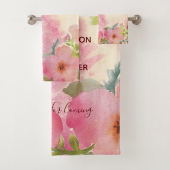 Cute And Elegant Watercolor Floral  Bath Towel Set by CustomizePersonalize at Zazzle