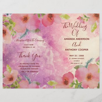 Cute And Elegant Watercolor Floral Program Flyer by CustomizePersonalize at Zazzle