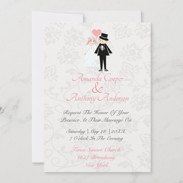 Cute and elegant wedding and reception invitation (Front)