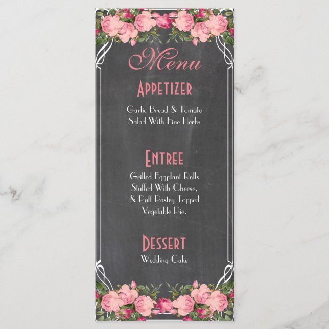 cute and elegant wedding menu card (Front)