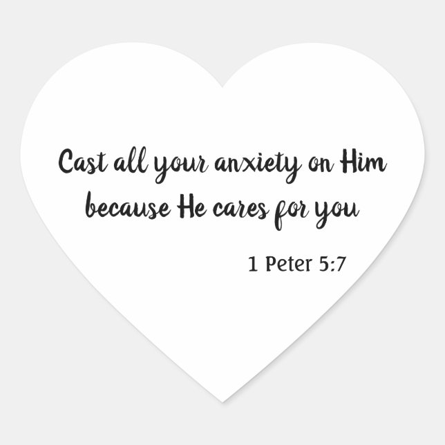 Cute and encouraging Bible Verse on Peace Heart Sticker (Front)