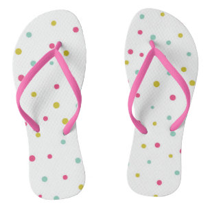 Cute and Festive Colorful Confetti Dots Pattern Flip Flops