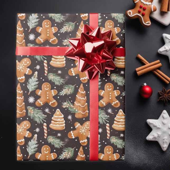 Cute and Festive Gingerbread Christmas  Wrapping Paper (Creator Uploaded)