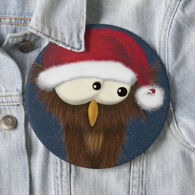 Cute and Festive Owl Button (In Situ)