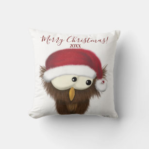 Cute and Festive Owl Throw Pillow
