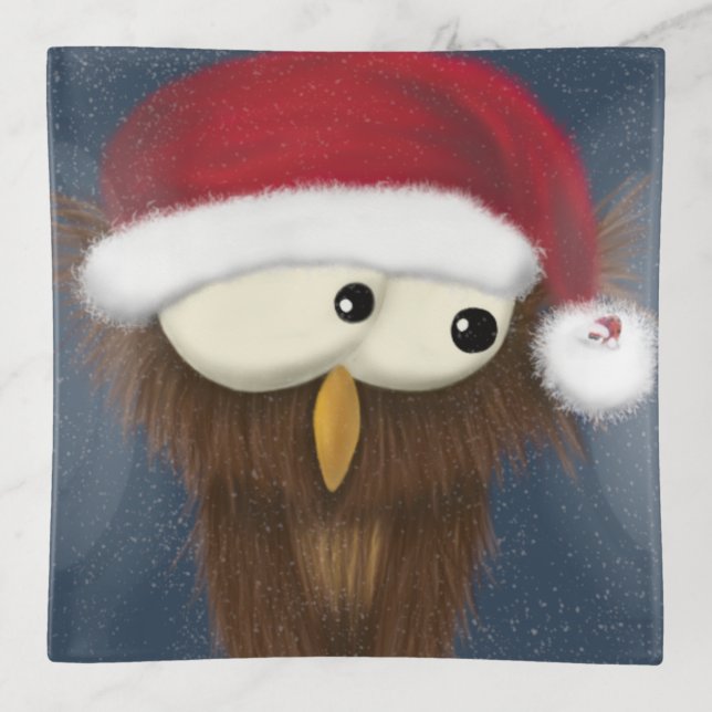 Cute and Festive Owl Trinket Tray (Front)