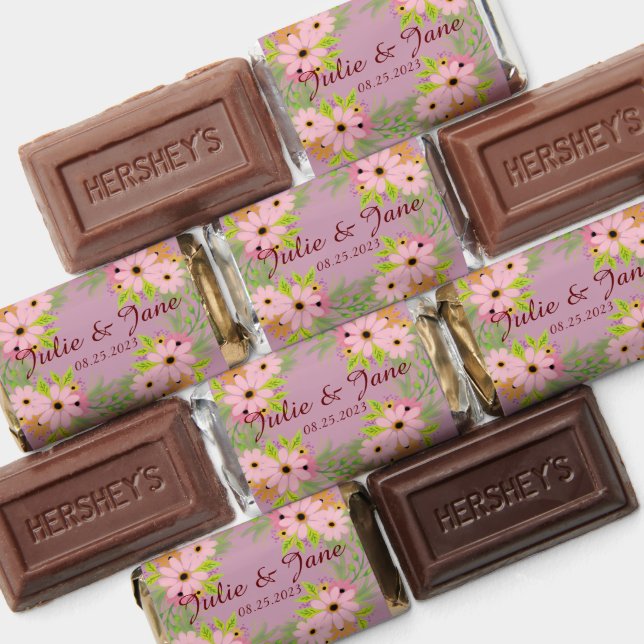 Cute and floral Pink candy bars. Hershey's Miniatures (Assorted)