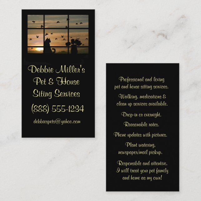 Cute and Flowers in Home House and Pet Sitting Business Card (Front/Back)
