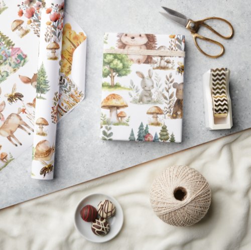 Cute and Fresh Watercolor Woodland All Ages Wrapping Paper