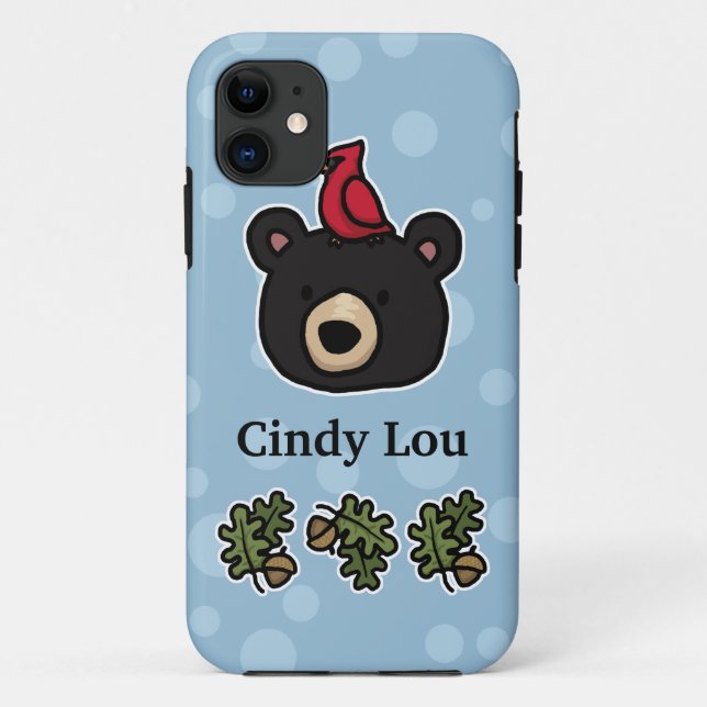 Cute and Friendly Bear Face, Add Your Name Case-Mate iPhone Case (Back)