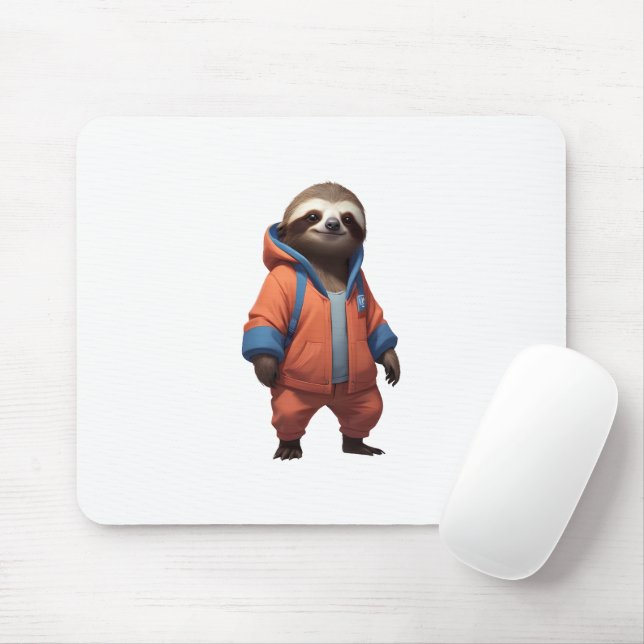 Cute and Friendly Sloth Illustration Mouse Pad (With Mouse)
