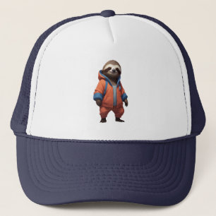 Cute and Friendly Sloth Illustration Trucker Hat