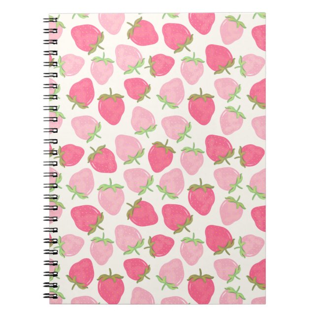 Cute and Fruity Pink Strawberry Notebook (Front)