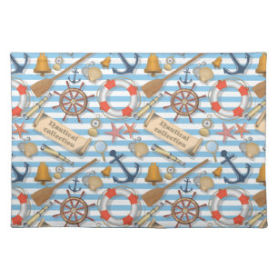 Cute and Full Nautical Collection of Sea Goodies Cloth Placemat